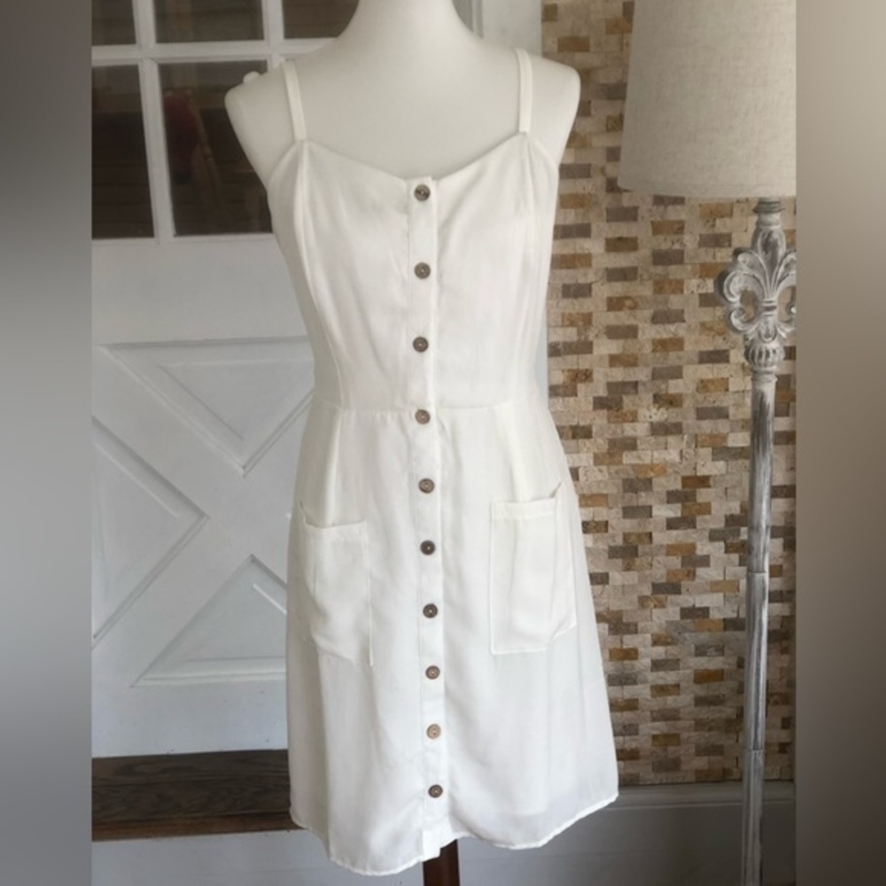 Naïf  Anthropologie white button front midi dress - Picture 10 of 12